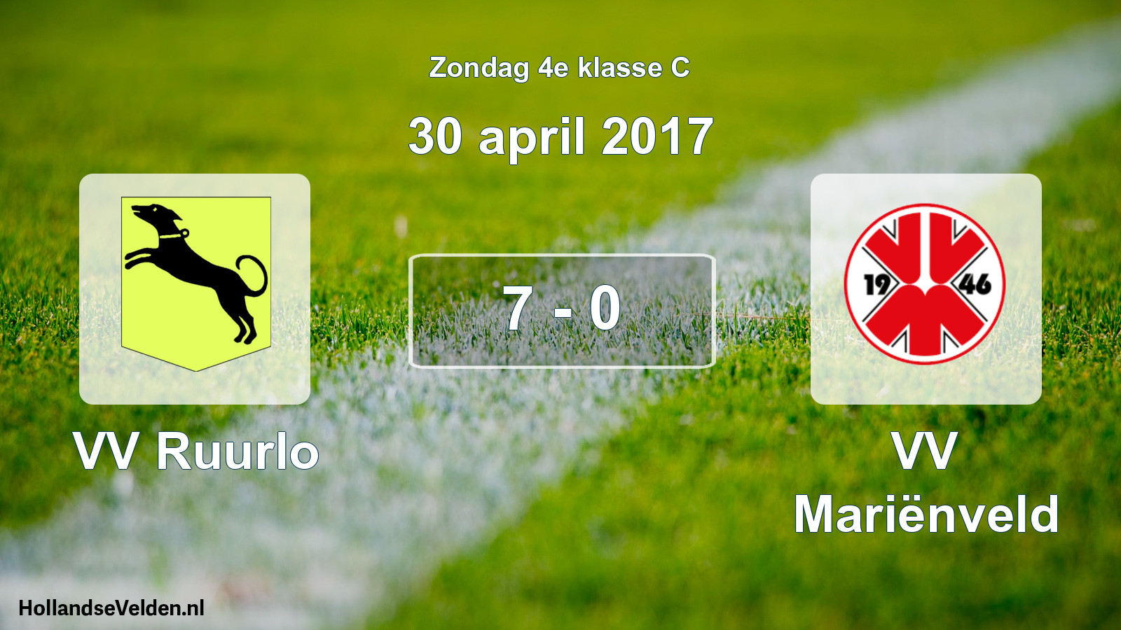 Total number of matches played: VV Ruurlo - VV Mariënveld 7 - 0 (30 April 2017)