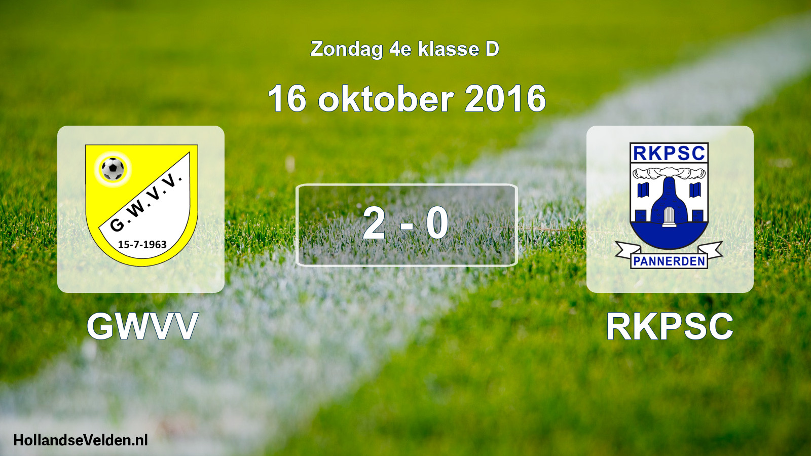 Total number of matches played: GWVV - RKPSC 2 - 0 (16 October 2016)