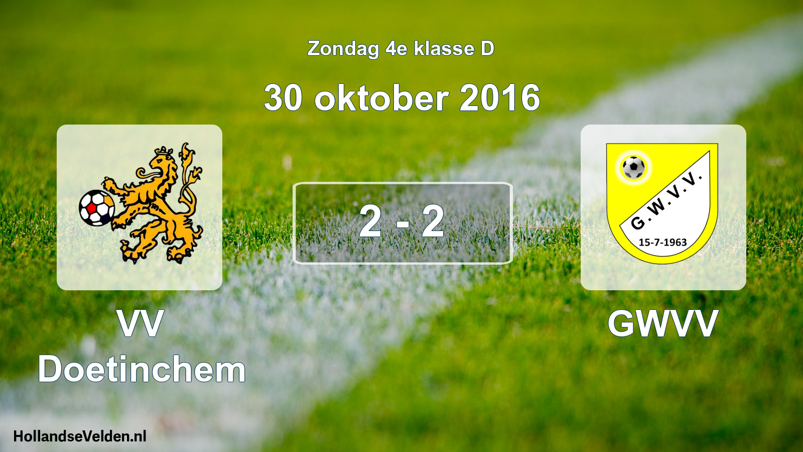 Total number of matches played: VV Doetinchem - GWVV 2 - 2 (30 October 2016)