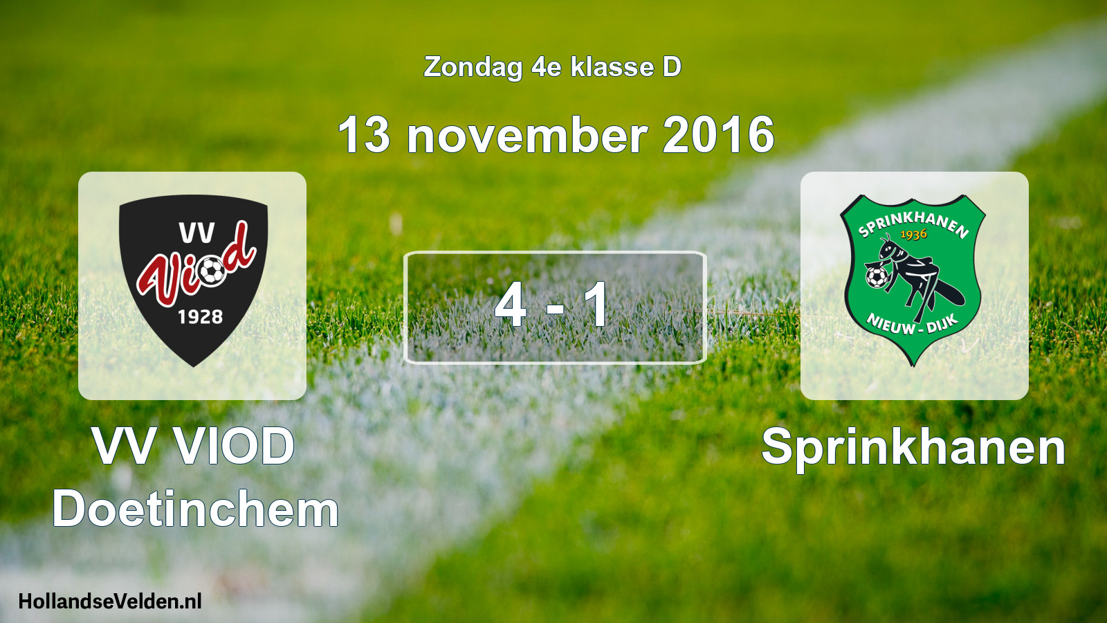 Total number of matches played: VV VIOD Doetinchem - Sprinkhanen 4 - 1 (13 November 2016)
