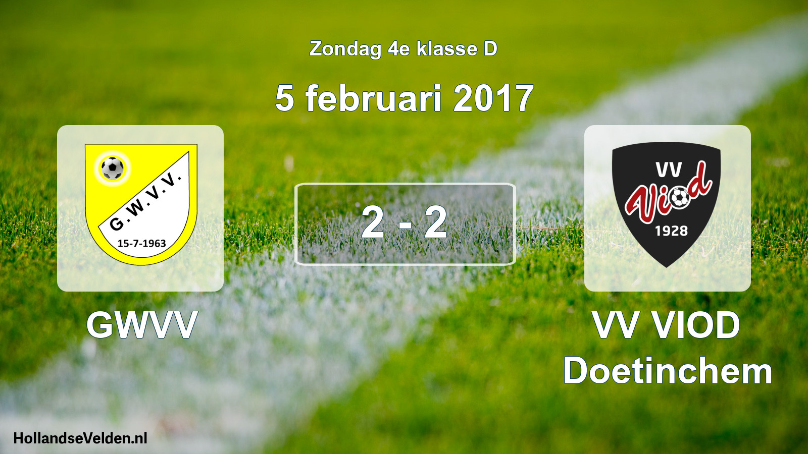 Total number of matches played: GWVV - VV VIOD Doetinchem 2 - 2 (5 February 2017)