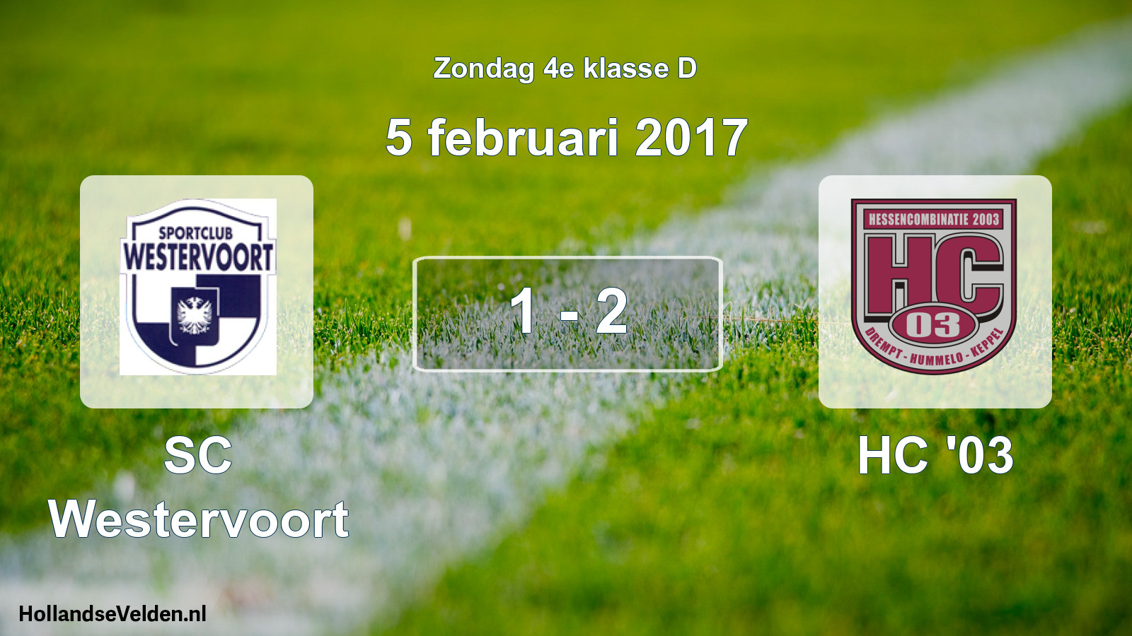 Total number of matches played: SC Westervoort - HC '03 1 - 2 (5 February 2017)