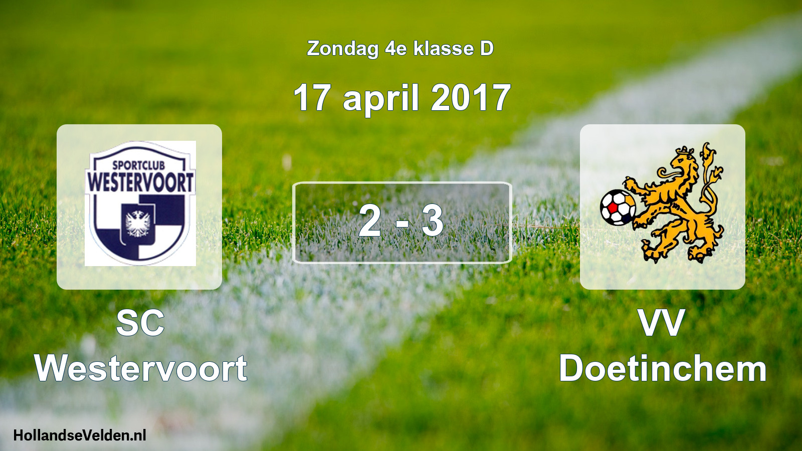 Total number of matches played: SC Westervoort - VV Doetinchem 2 - 3 (17 April 2017)