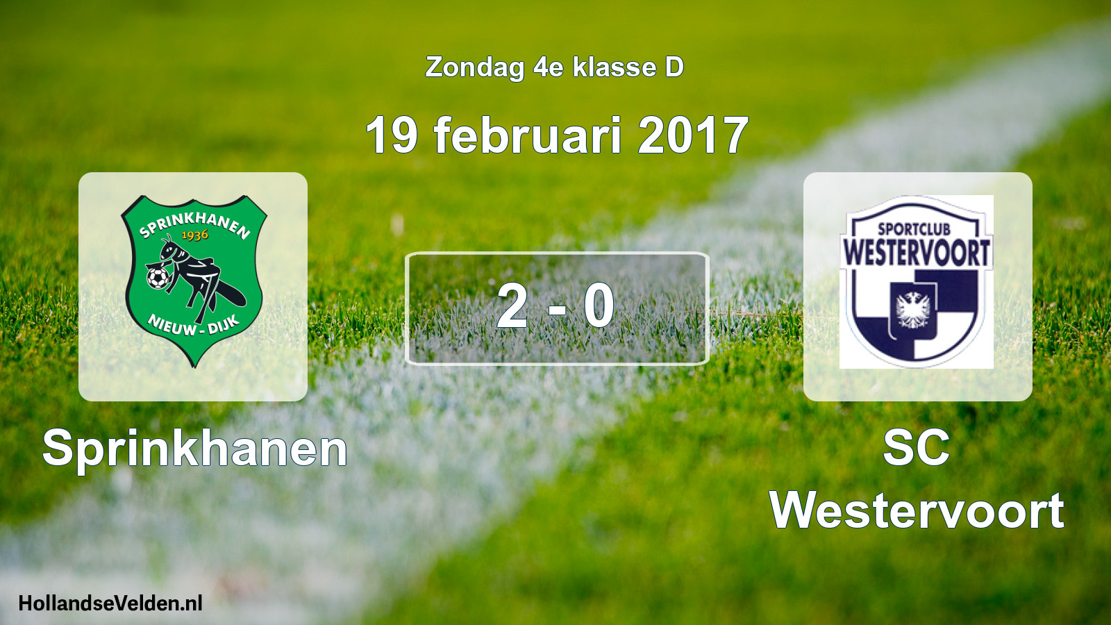 Total number of matches played: Sprinkhanen - SC Westervoort 2 - 0 (19 February 2017)