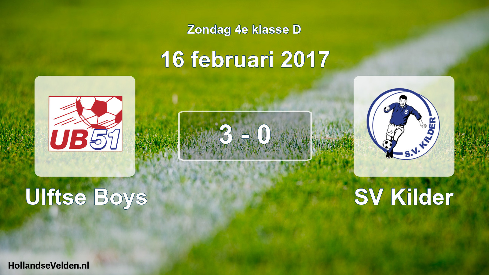 Total number of matches played: Ulftse Boys - SV Kilder 3 - 0 (16 February 2017)