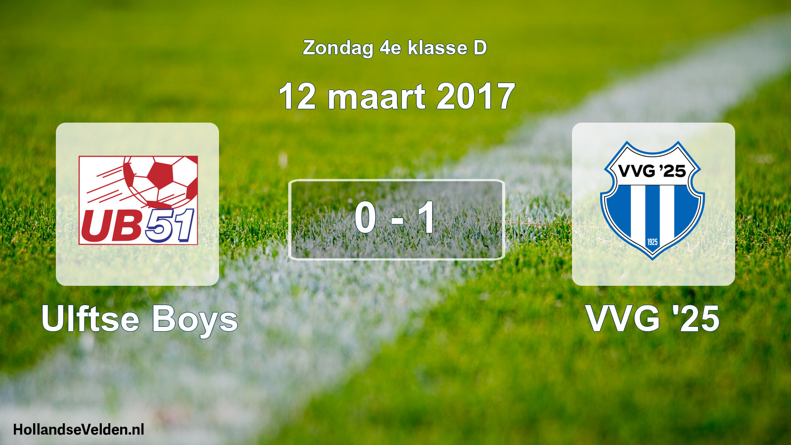 Total number of matches played: Ulftse Boys - VVG '25 0 - 1 (12 March 2017)