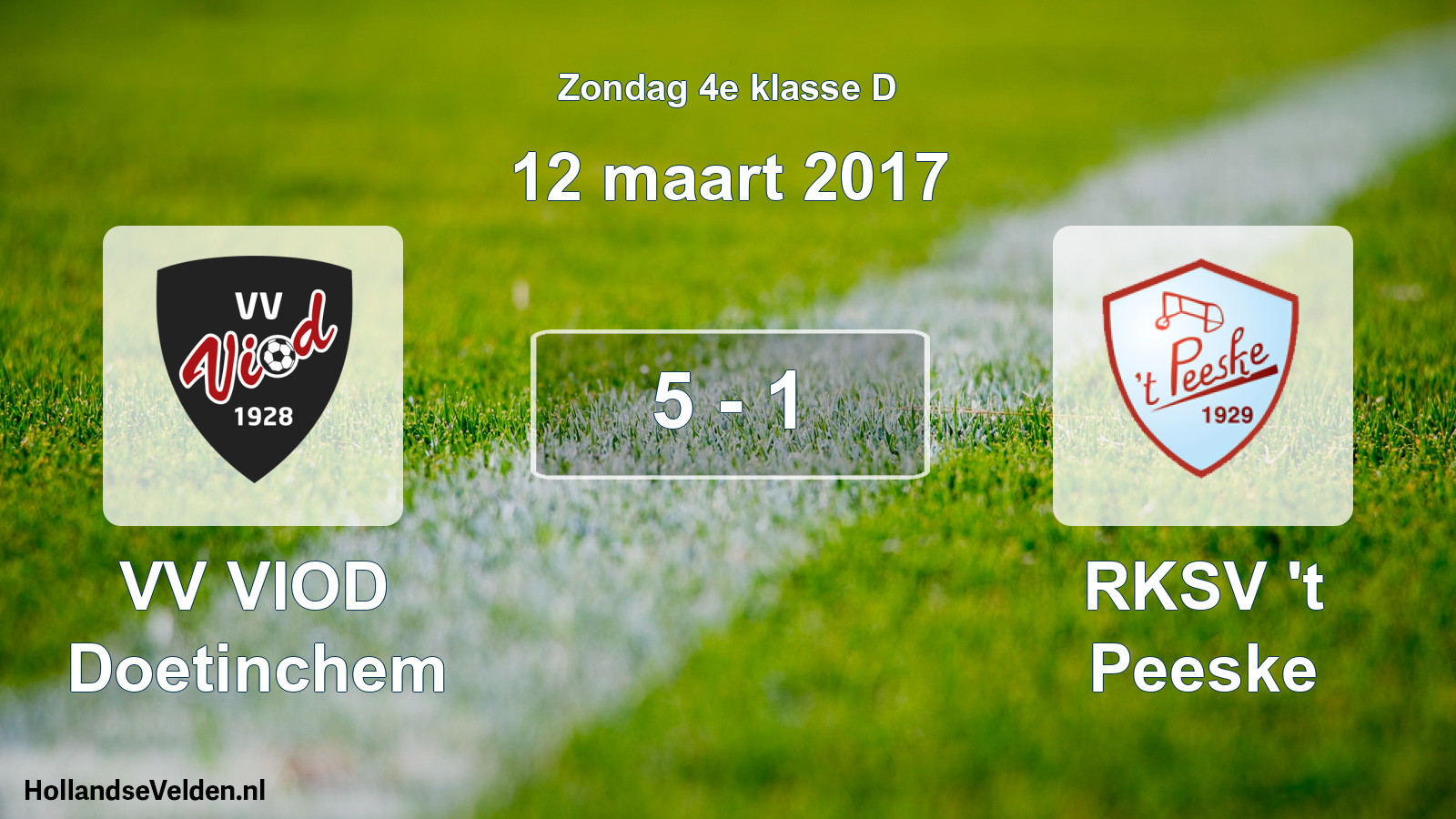 Total number of matches played: VV VIOD Doetinchem - RKSV 't Peeske 5 - 1 (12 March 2017)