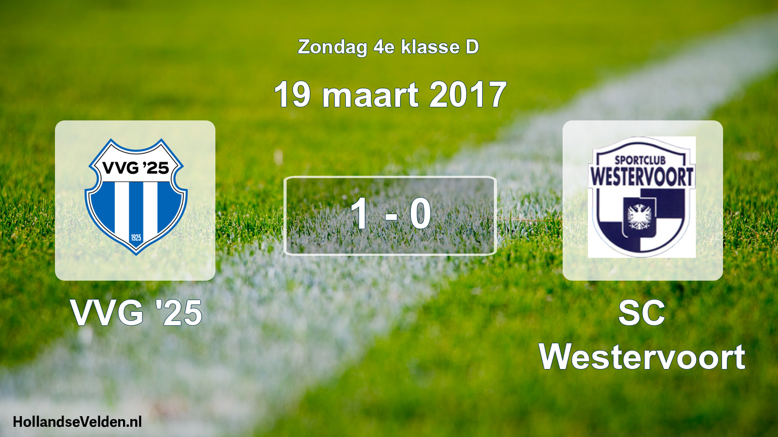 Total number of matches played: VVG '25 - SC Westervoort 1 - 0 (19 March 2017)