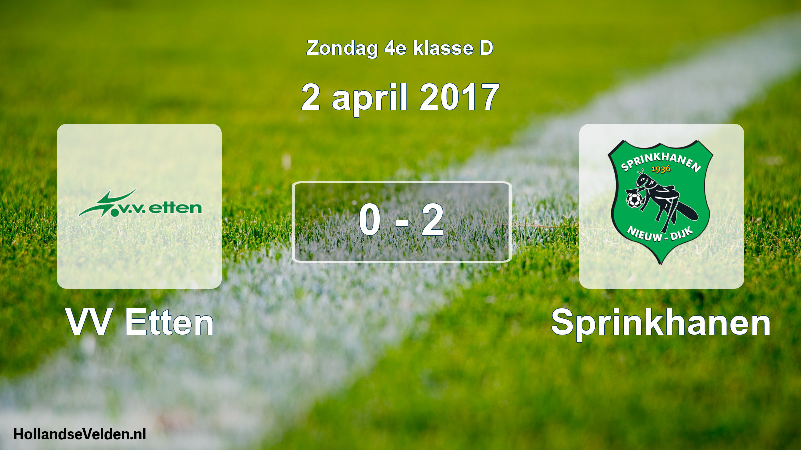 Total number of matches played: VV Etten - Sprinkhanen 0 - 2 (2 April 2017)
