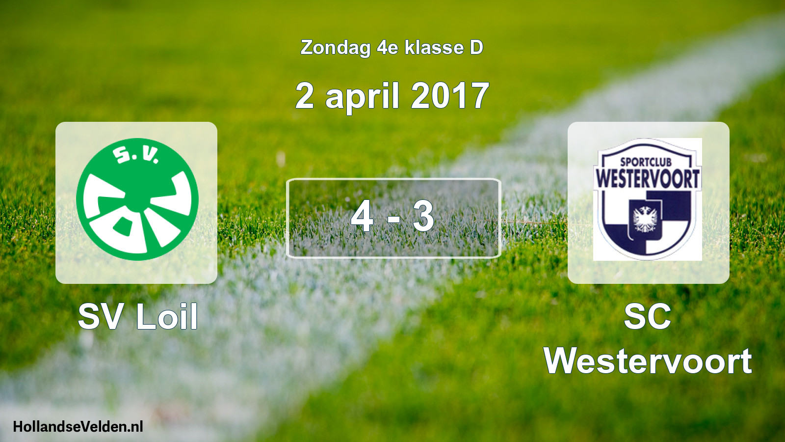 Total number of matches played: SV Loil - SC Westervoort 4 - 3 (2 April 2017)