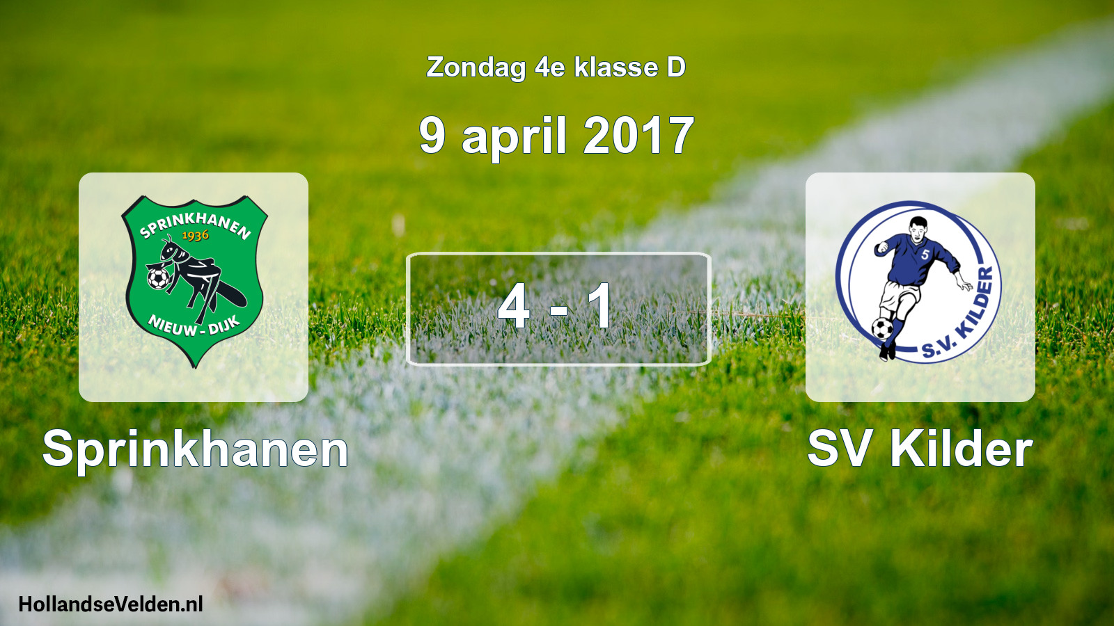 Total number of matches played: Sprinkhanen - SV Kilder 4 - 1 (9 April 2017)