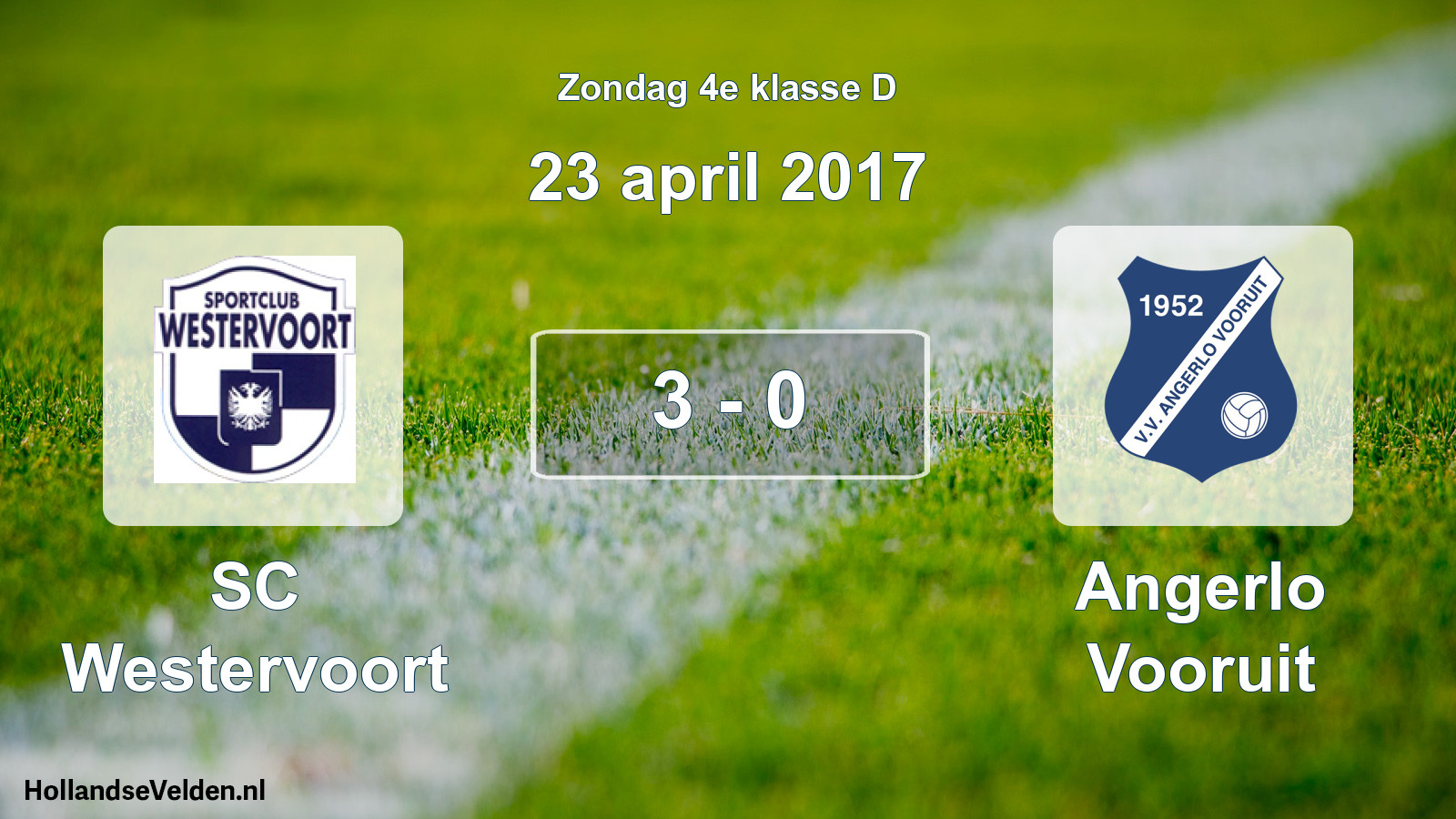 Total number of matches played: SC Westervoort - Angerlo Vooruit 3 - 0 (23 April 2017)