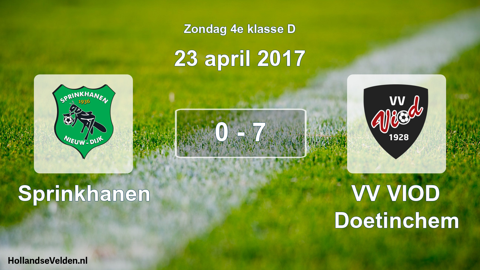 Total number of matches played: Sprinkhanen - VV VIOD Doetinchem 0 - 7 (23 April 2017)