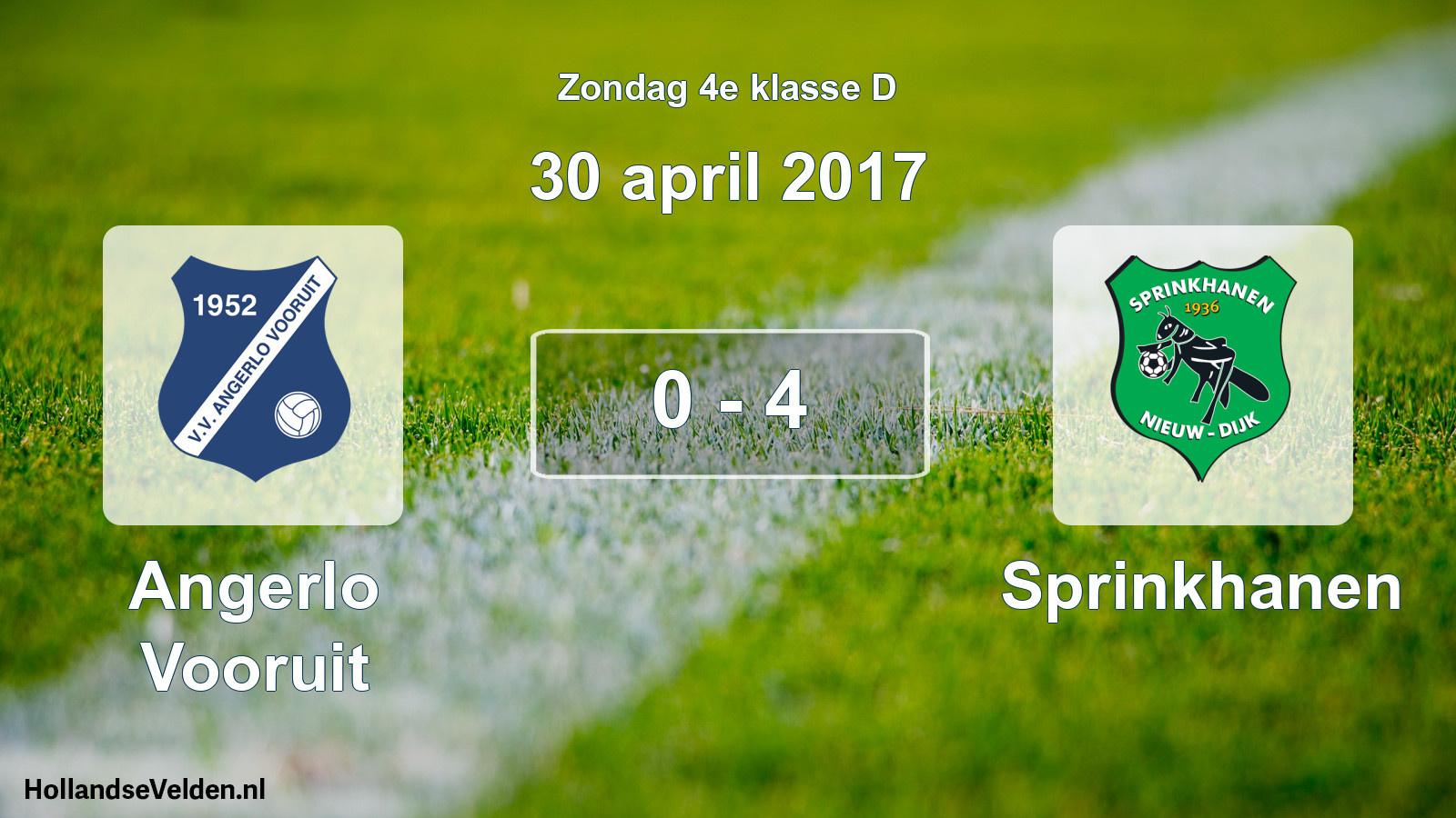 Total number of matches played: Angerlo Vooruit - Sprinkhanen 0 - 4 (30 April 2017)