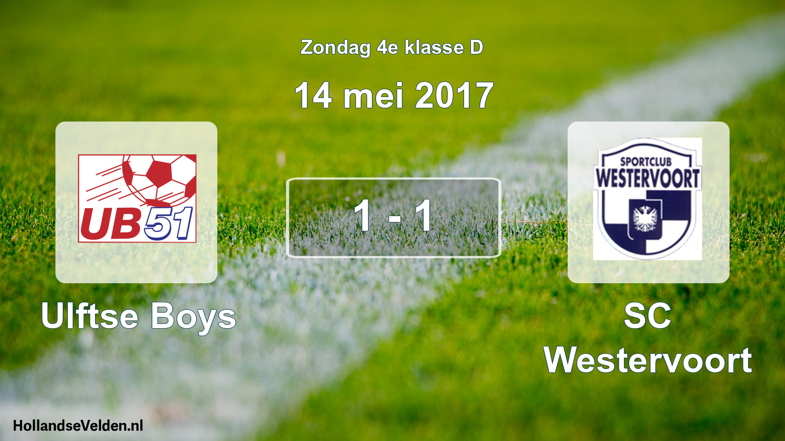 Total number of matches played: Ulftse Boys - SC Westervoort 1 - 1 (14 May 2017)