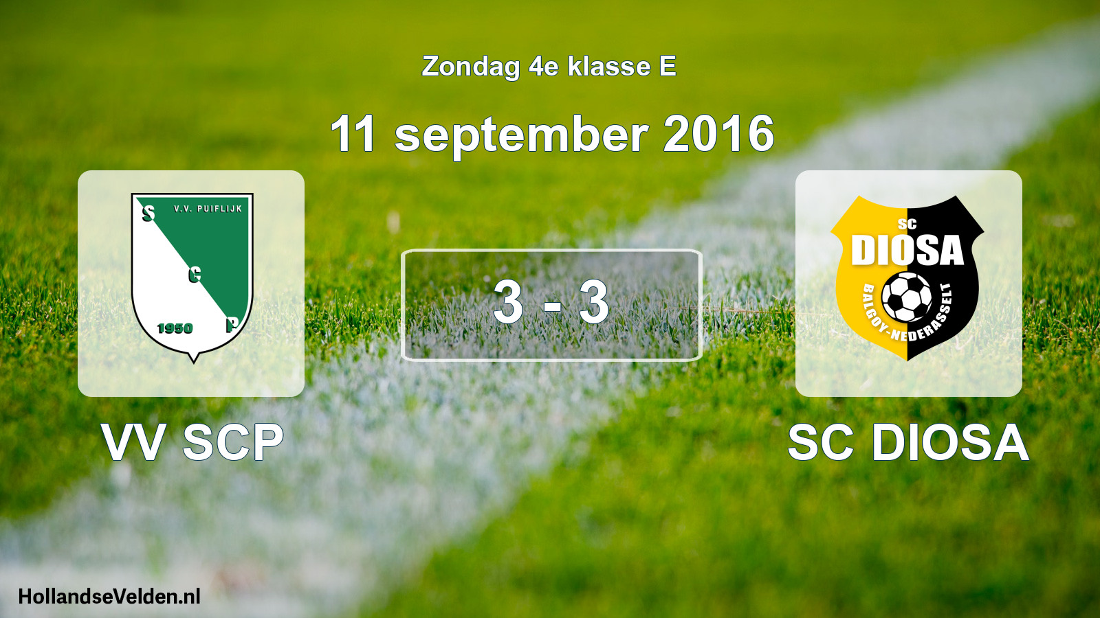 Total number of matches played: VV SCP - SC DIOSA 3 - 3 (11 September 2016)