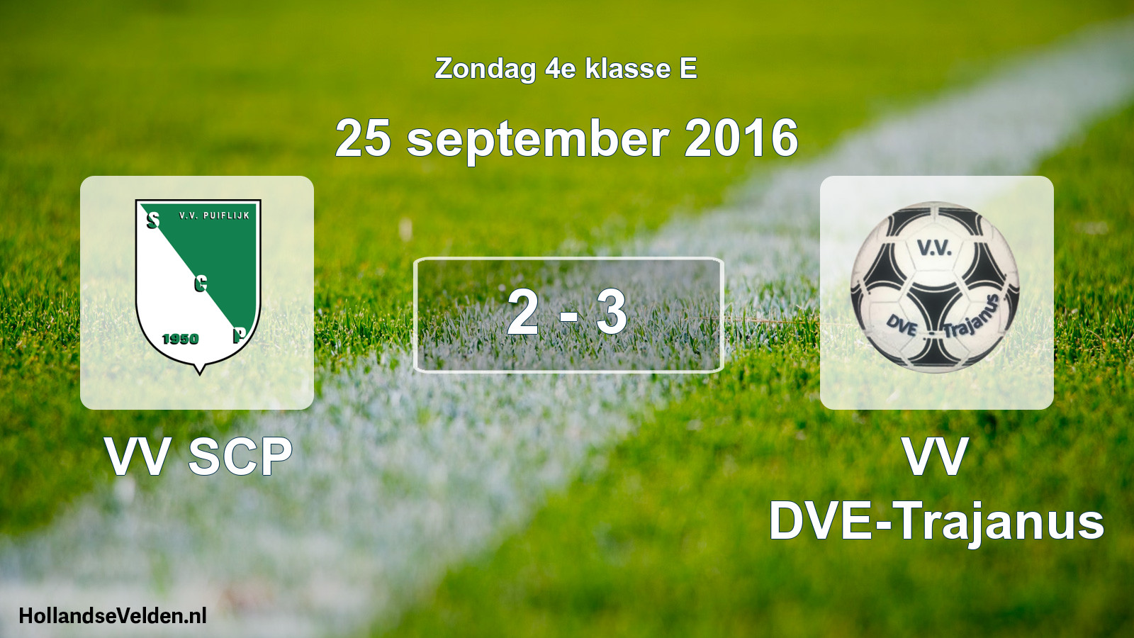 Total number of matches played: VV SCP - VV DVE-Trajanus 2 - 3 (25 September 2016)