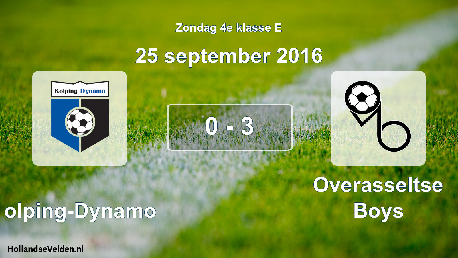 Total number of matches played: Kolping-Dynamo - Overasseltse Boys 0 - 3 (25 September 2016)