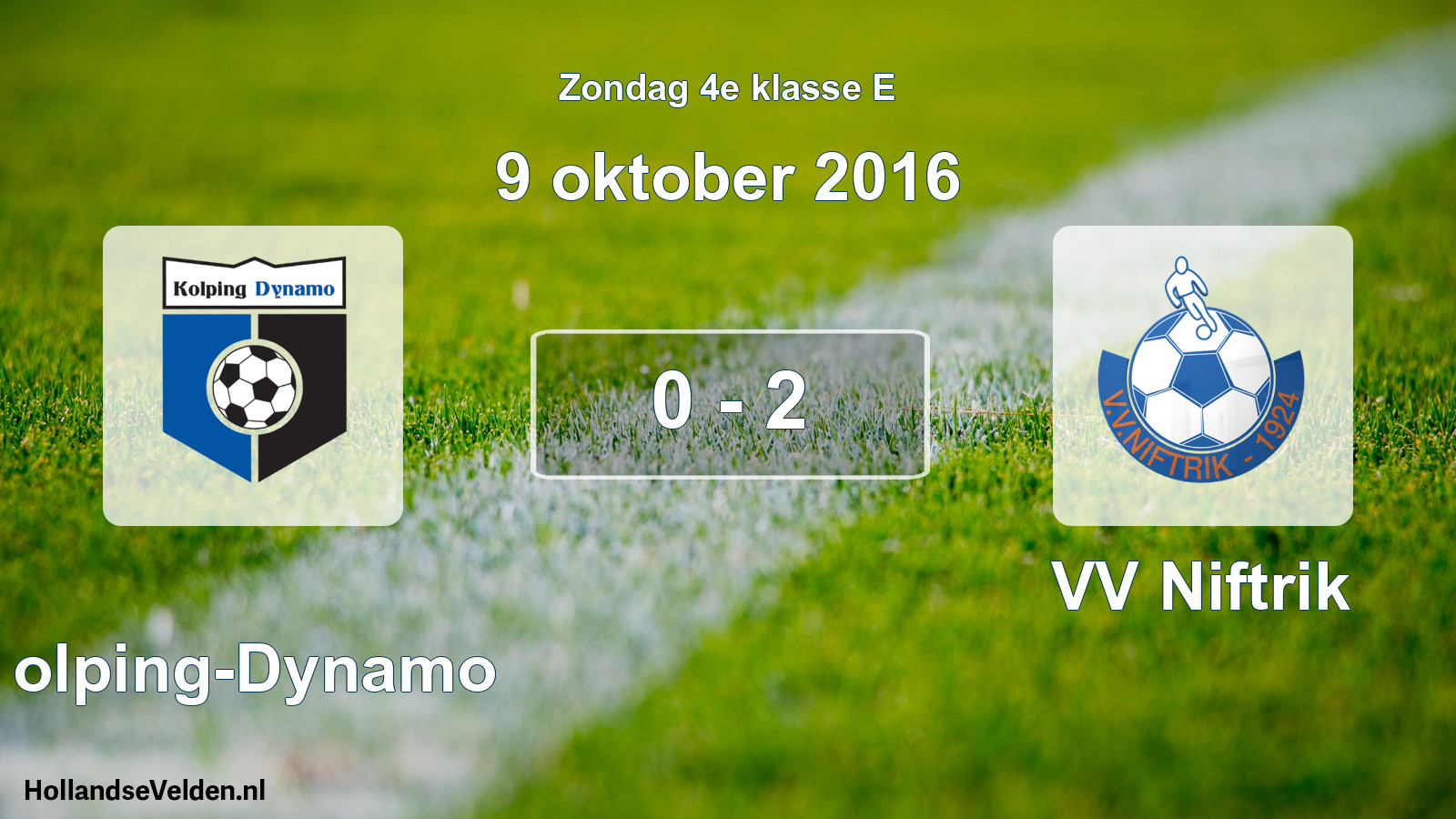 Total number of matches played: Kolping-Dynamo - VV Niftrik 0 - 2 (9 October 2016)