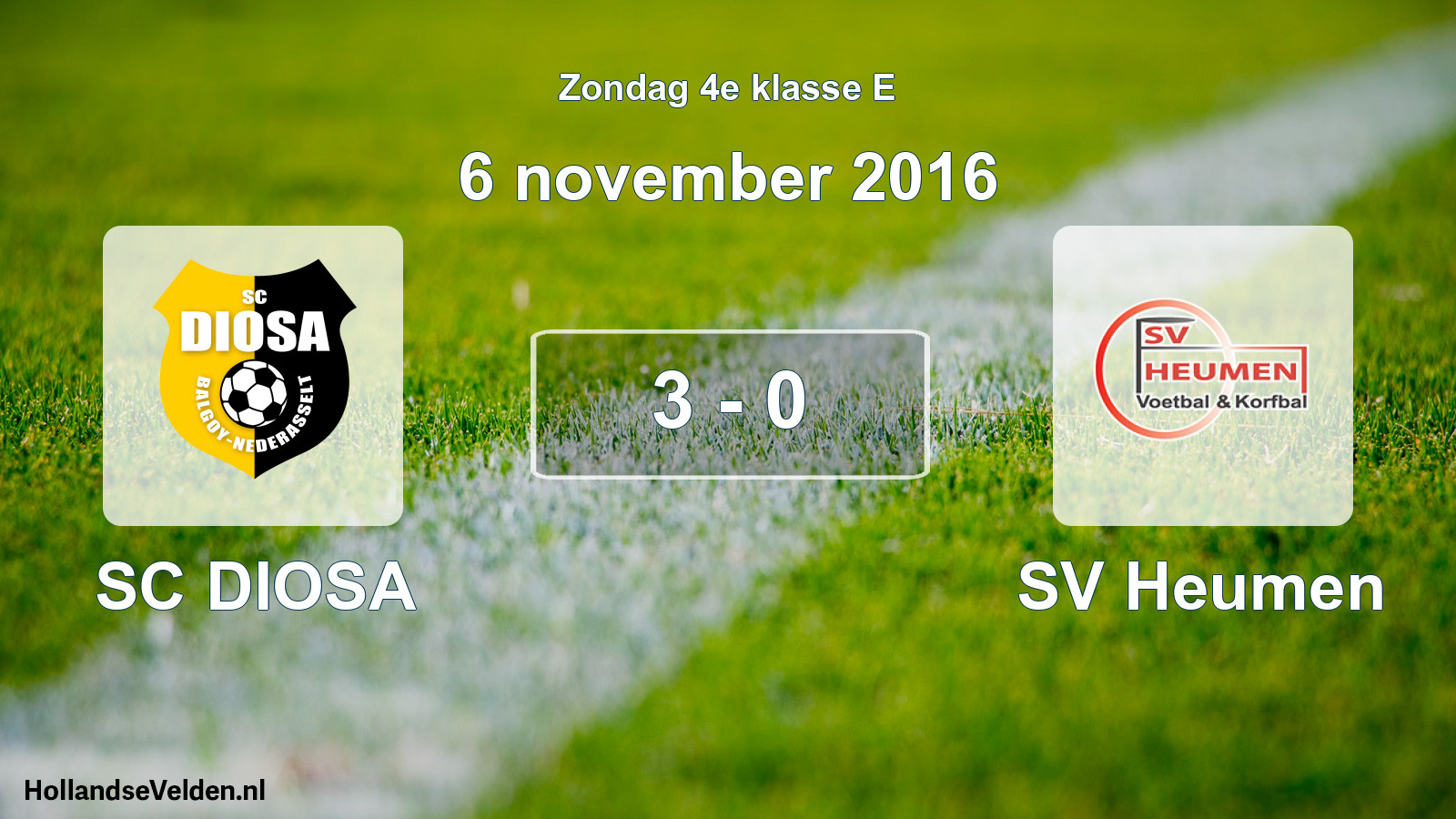 Total number of matches played: SC DIOSA - SV Heumen 3 - 0 (6 November 2016)