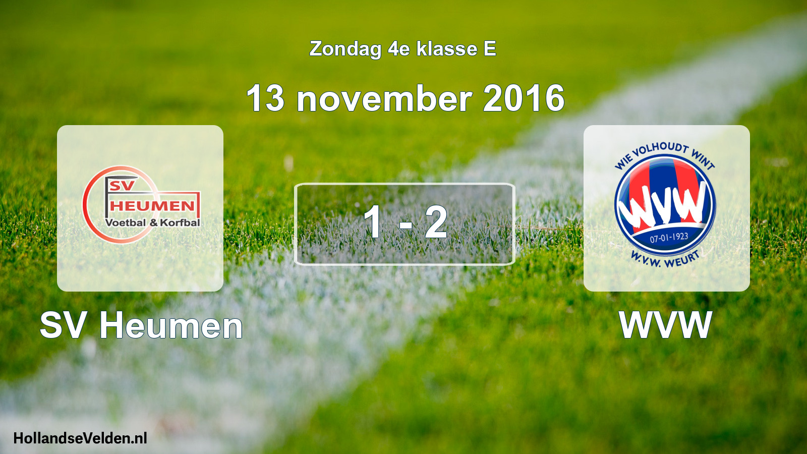 Total number of matches played: SV Heumen - WVW 1 - 2 (13 November 2016)