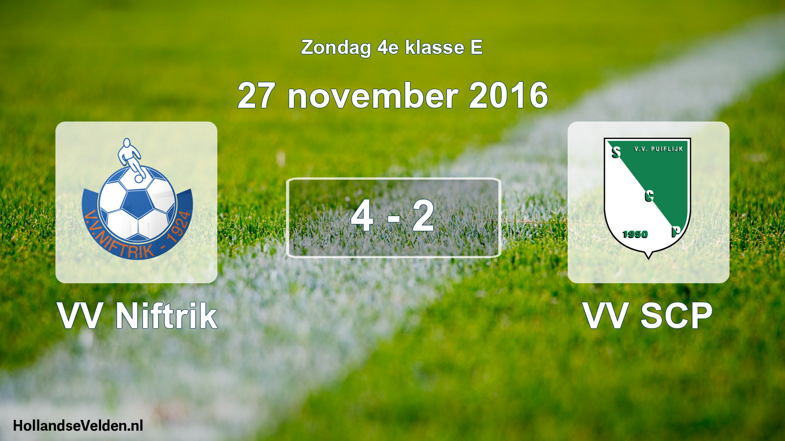 Total number of matches played: VV Niftrik - VV SCP 4 - 2 (27 November 2016)
