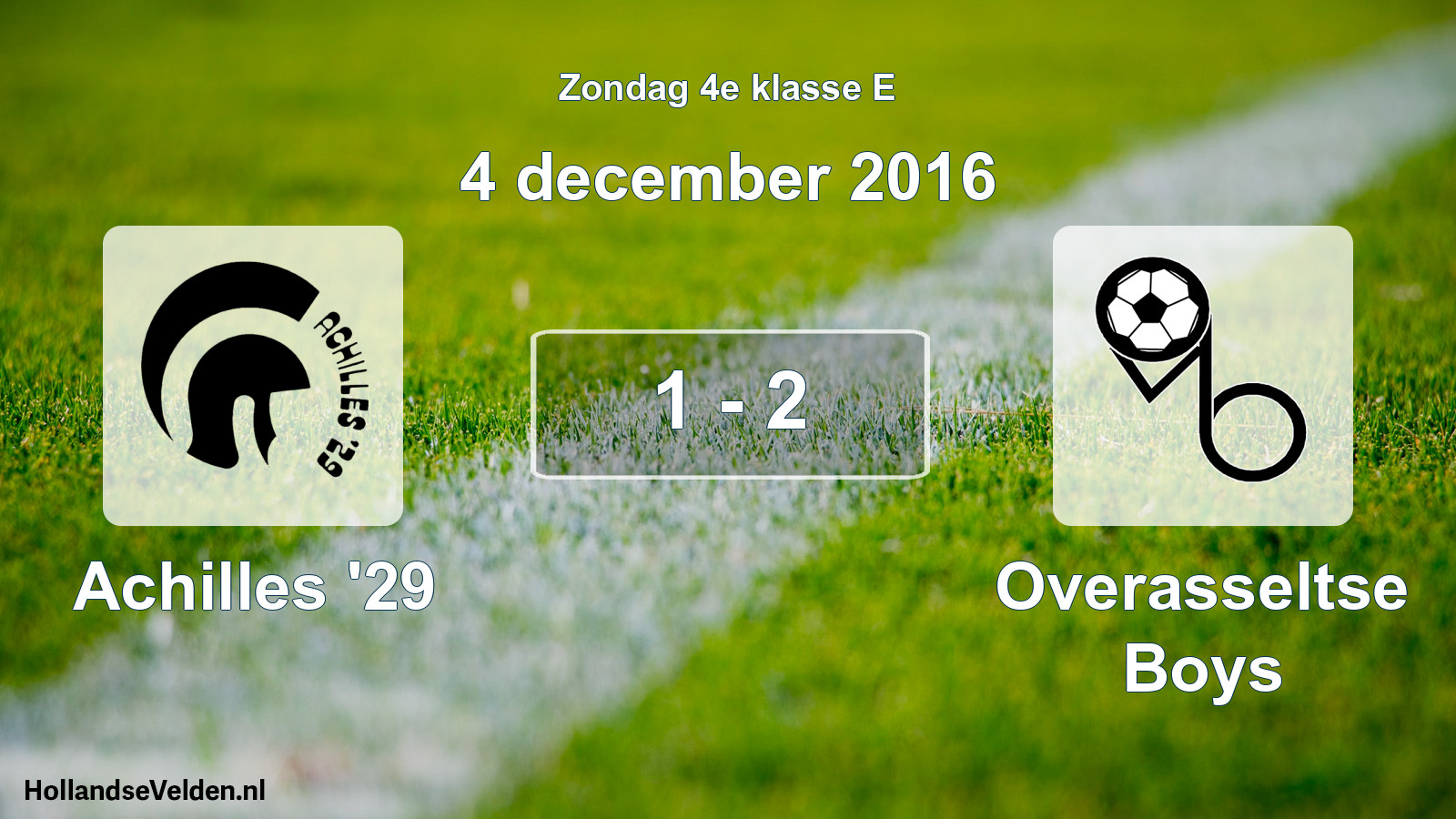 Total number of matches played: Achilles '29 - Overasseltse Boys 1 - 2 (4 December 2016)