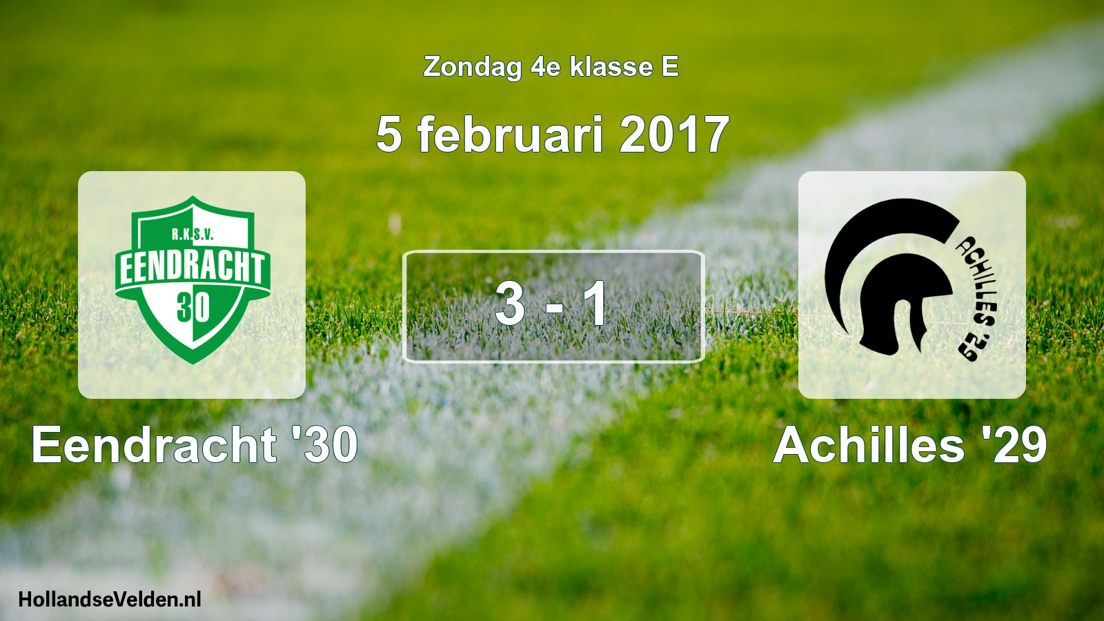 Total number of matches played: Eendracht '30 - Achilles '29 3 - 1 (5 February 2017)