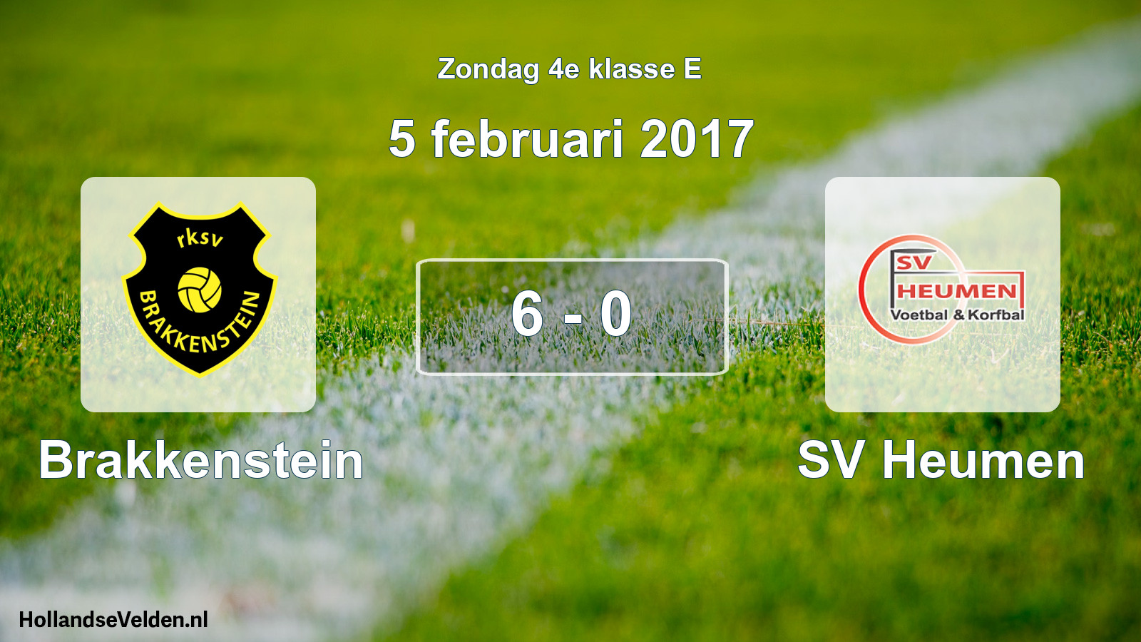 Total number of matches played: Brakkenstein - SV Heumen 6 - 0 (5 February 2017)