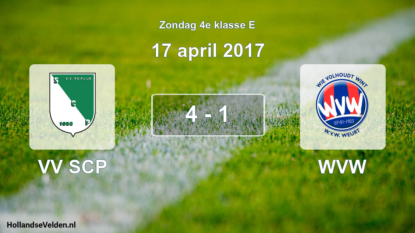 Total number of matches played: VV SCP - WVW 4 - 1 (17 April 2017)
