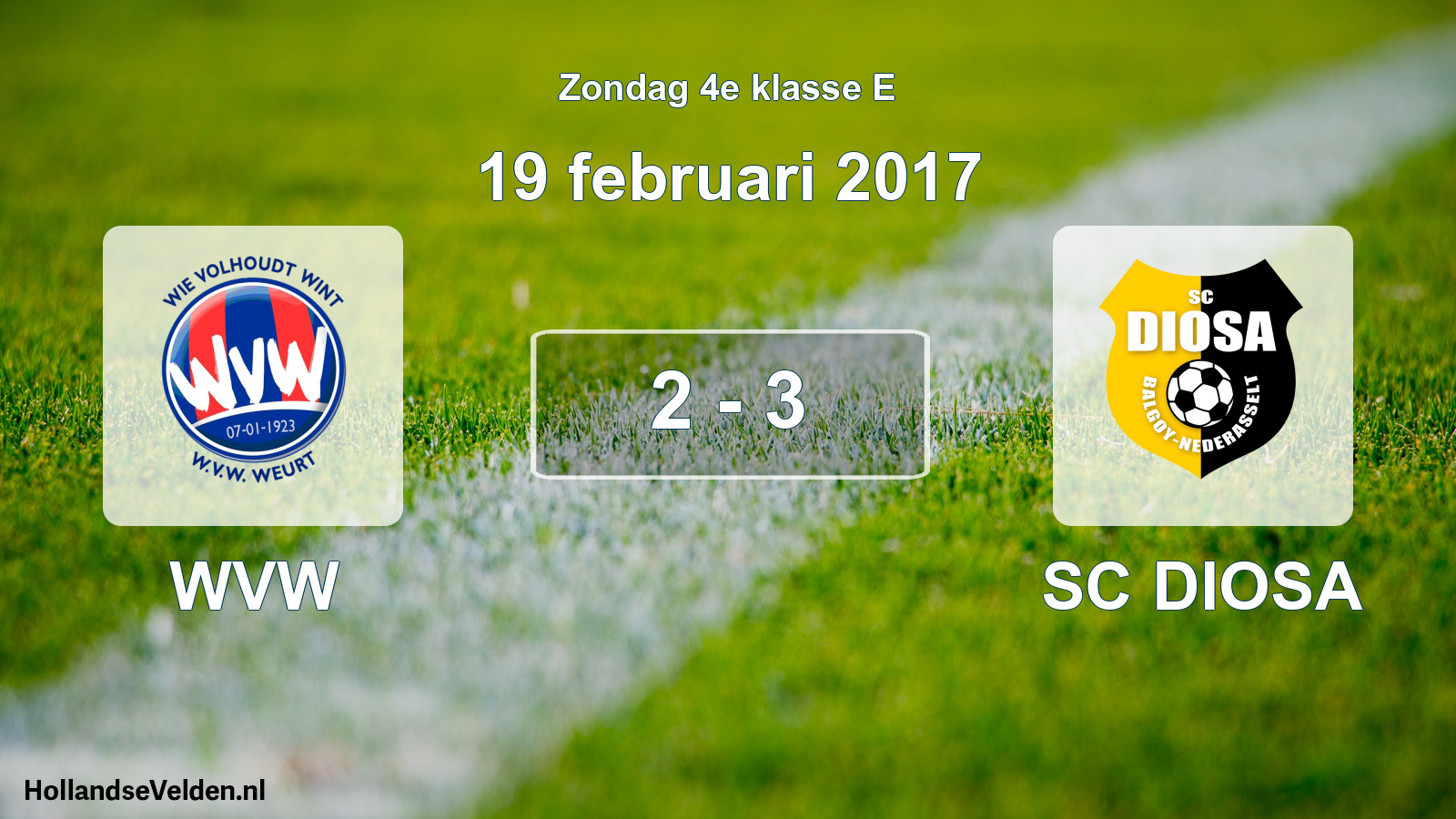 Total number of matches played: WVW - SC DIOSA 2 - 3 (19 February 2017)