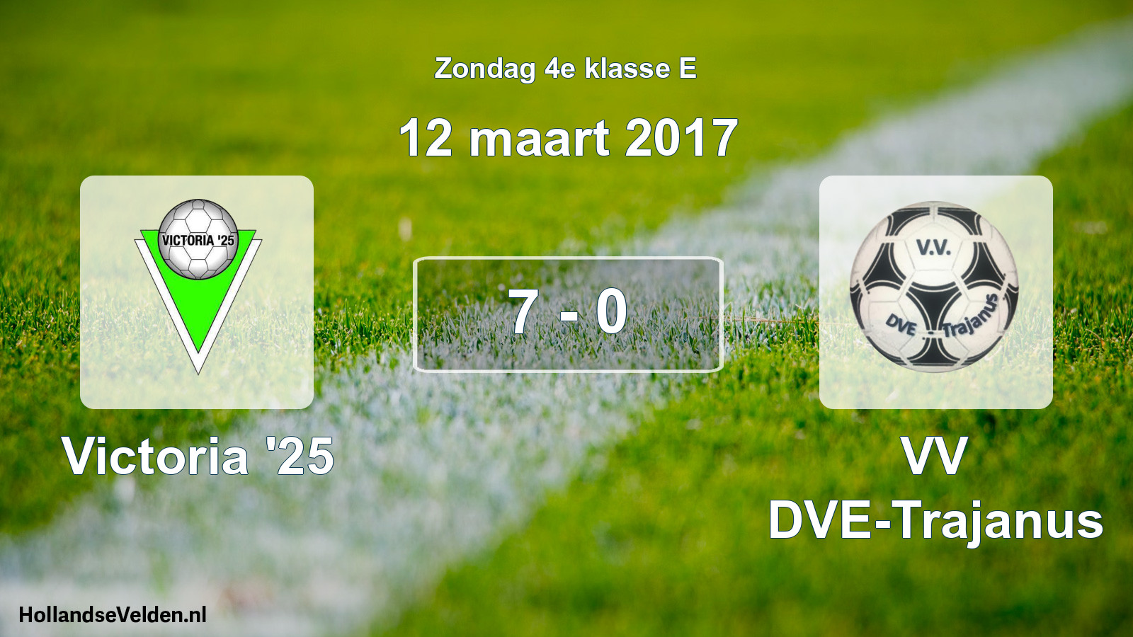 Total number of matches played: Victoria '25 - VV DVE-Trajanus 7 - 0 (12 March 2017)