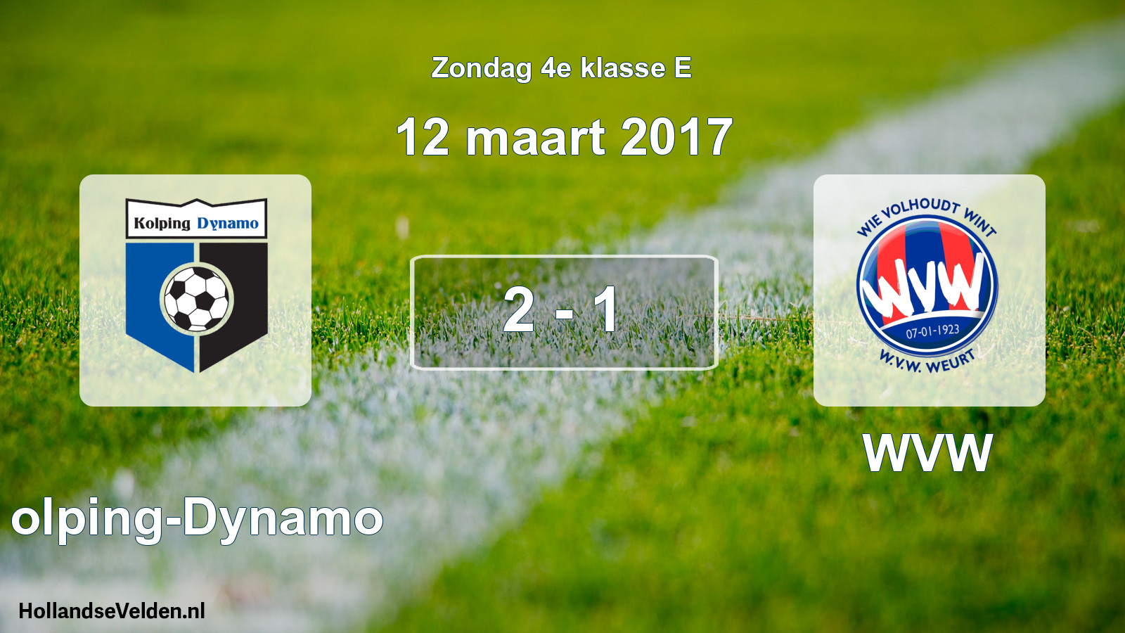 Total number of matches played: Kolping-Dynamo - WVW 2 - 1 (12 March 2017)