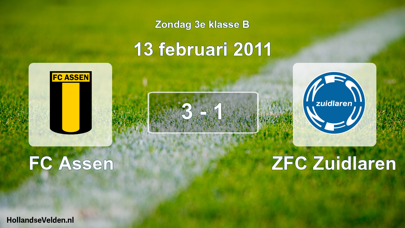 Total number of matches played: FC Assen - ZFC Zuidlaren 3 - 1 (13 February 2011)