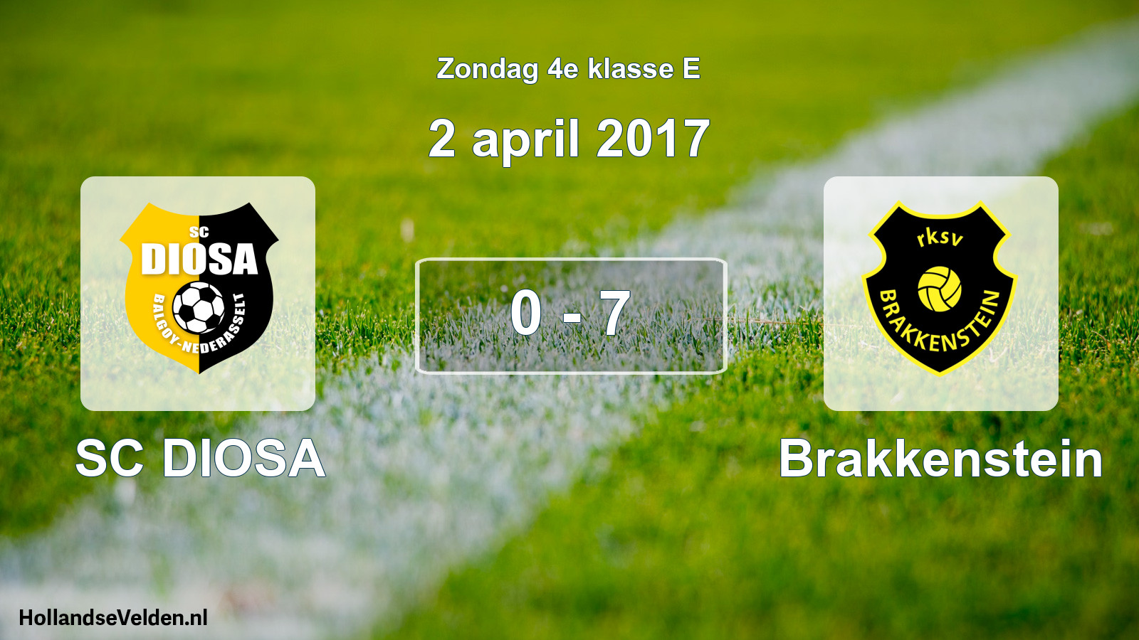 Total number of matches played: SC DIOSA - Brakkenstein 0 - 7 (2 April 2017)