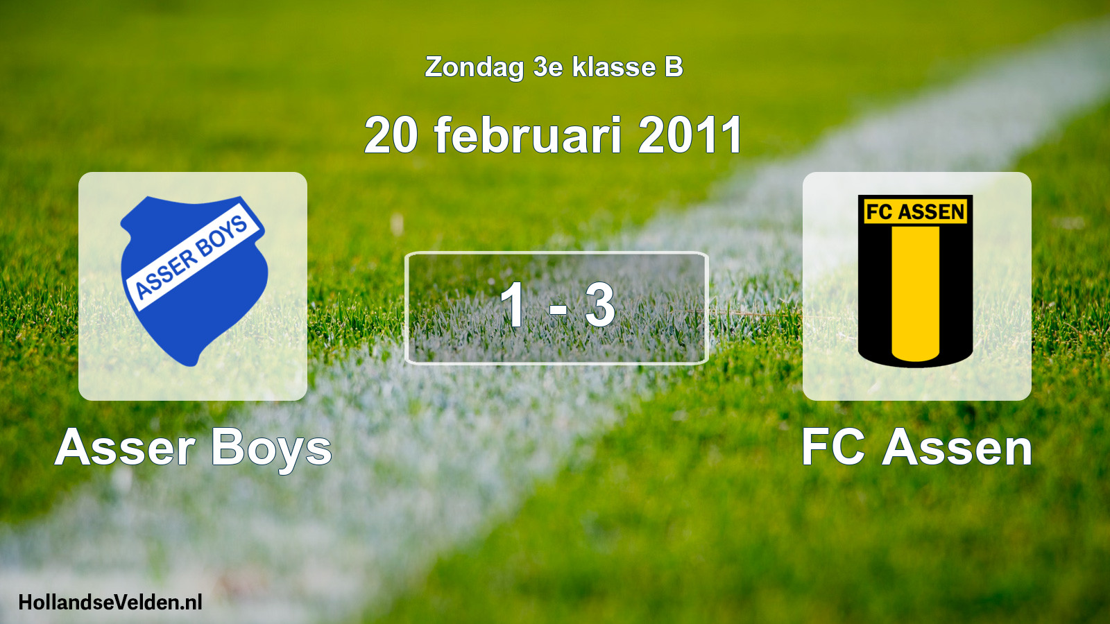 Total number of matches played: Asser Boys - FC Assen 1 - 3 (20 February 2011)