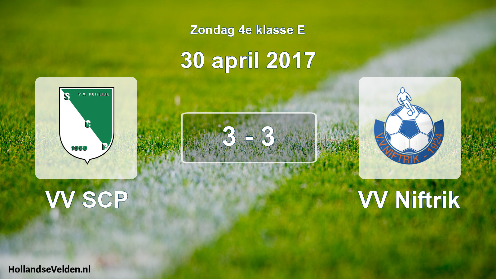 Total number of matches played: VV SCP - VV Niftrik 3 - 3 (30 April 2017)