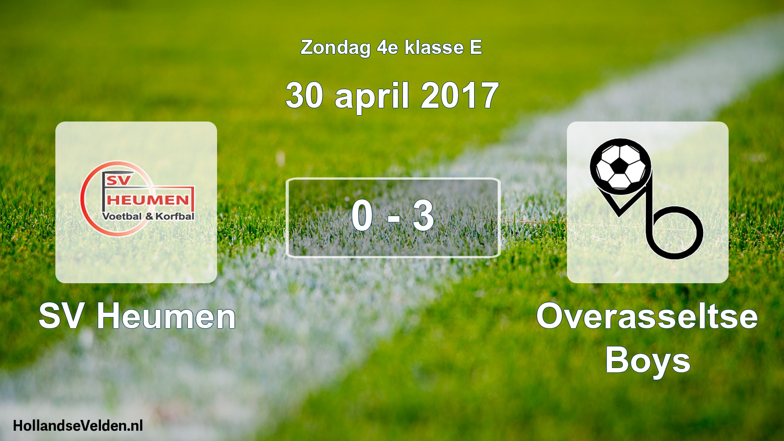 Total number of matches played: SV Heumen - Overasseltse Boys 0 - 3 (30 April 2017)