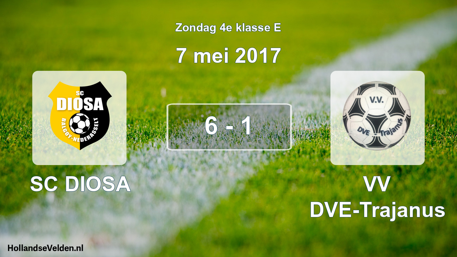 Total number of matches played: SC DIOSA - VV DVE-Trajanus 6 - 1 (7 May 2017)