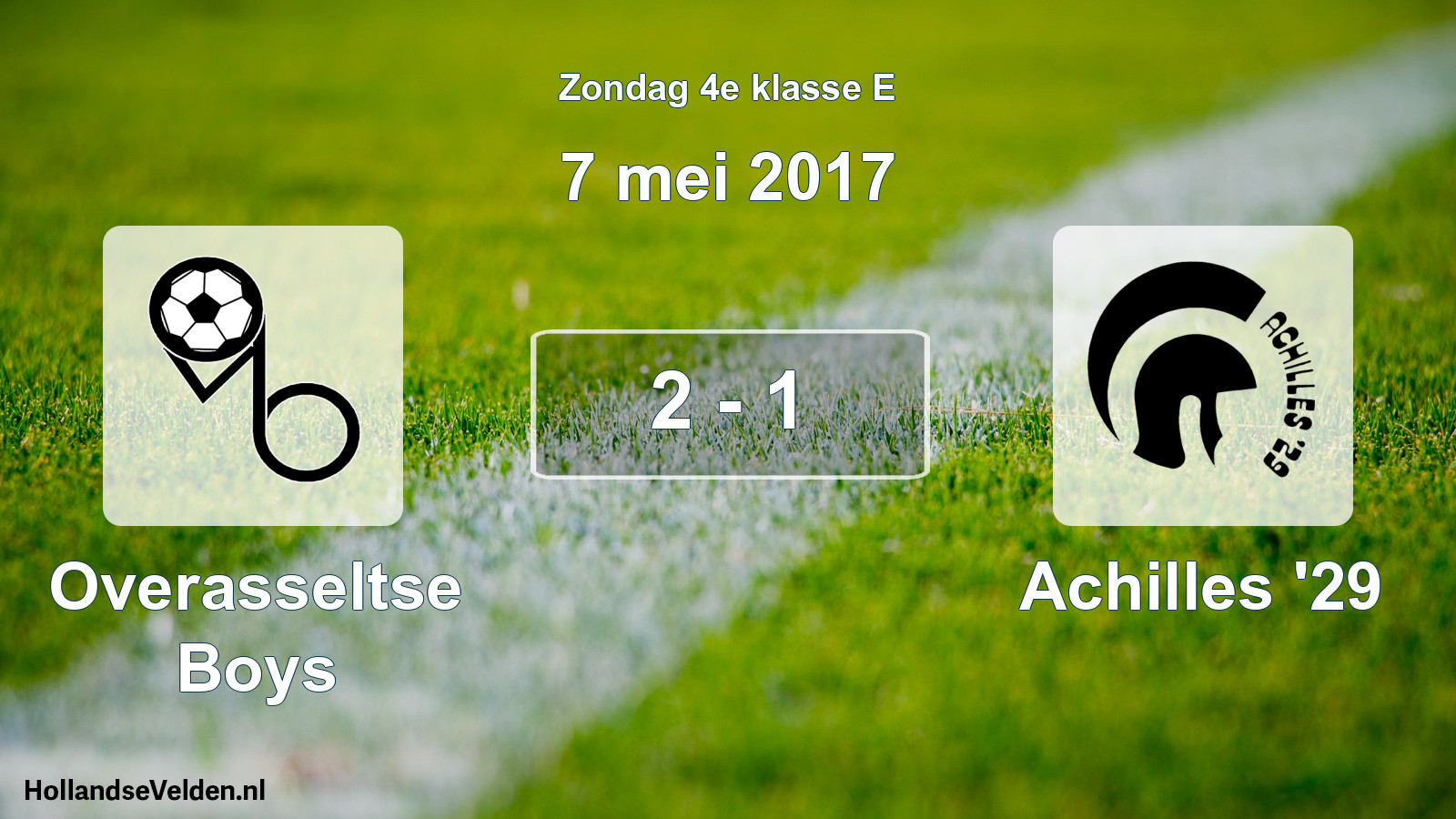 Total number of matches played: Overasseltse Boys - Achilles '29 2 - 1 (7 May 2017)