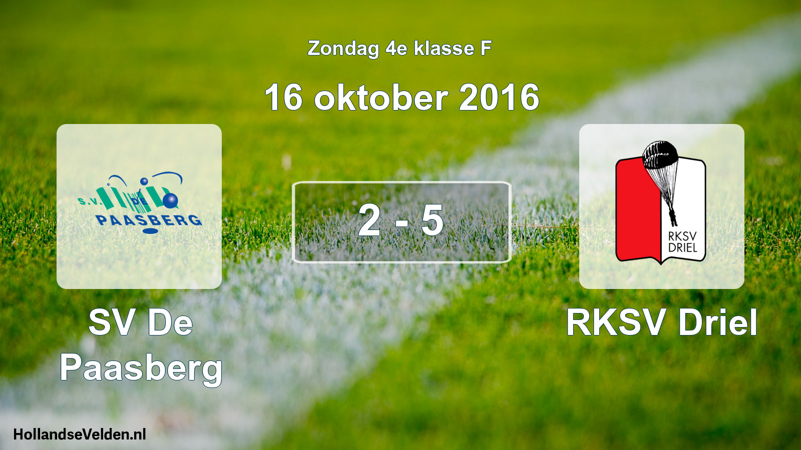 Total number of matches played: SV De Paasberg - RKSV Driel 2 - 5 (16 October 2016)