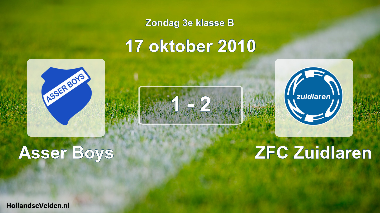 Total number of matches played: Asser Boys - ZFC Zuidlaren 1 - 2 (17 October 2010)
