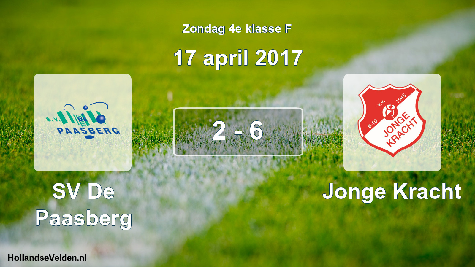 Total number of matches played: SV De Paasberg - Jonge Kracht 2 - 6 (17 April 2017)