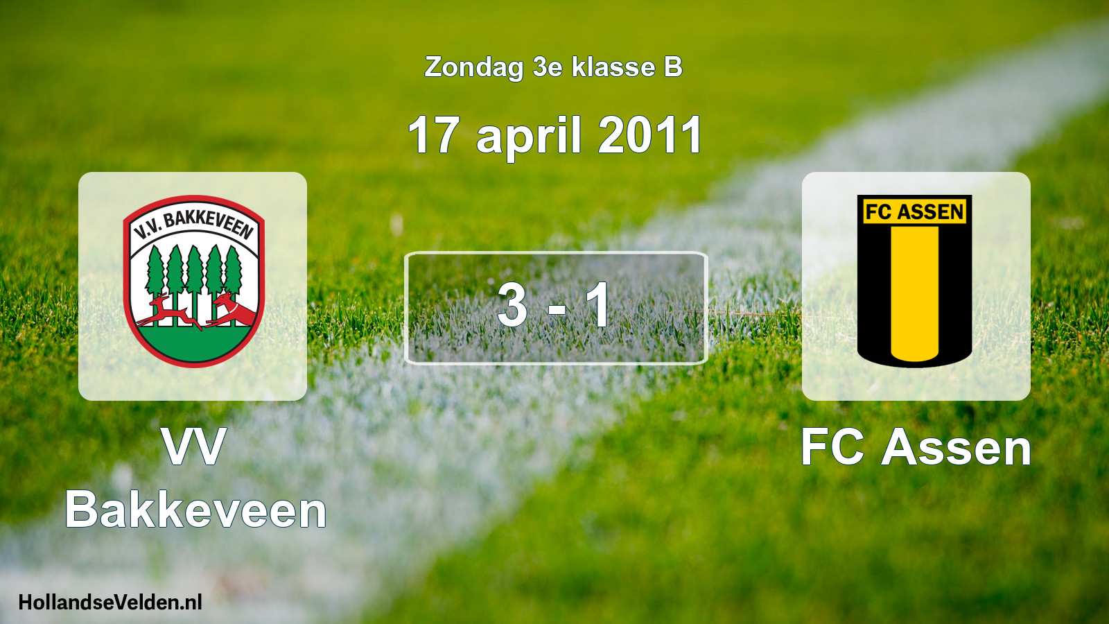 Total number of matches played: VV Bakkeveen - FC Assen 3 - 1 (17 April 2011)