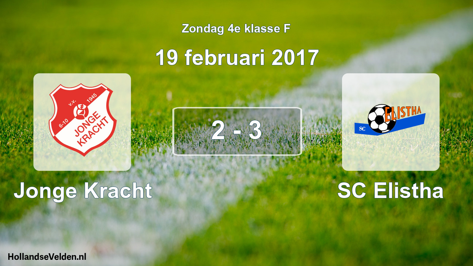 Total number of matches played: Jonge Kracht - SC Elistha 2 - 3 (19 February 2017)