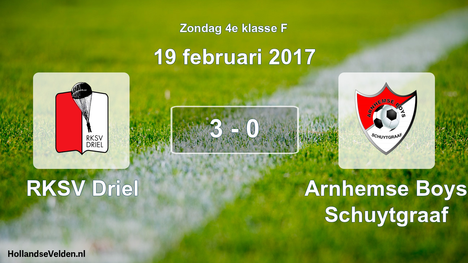 Total number of matches played: RKSV Driel - Arnhemse Boys Schuytgraaf 3 - 0 (19 February 2017)