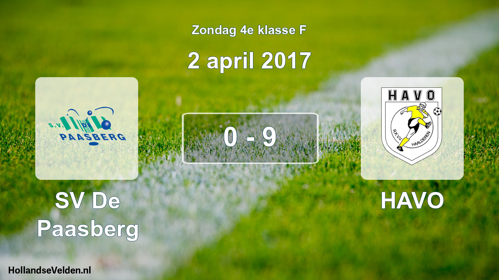 Total number of matches played: SV De Paasberg - HAVO 0 - 9 (2 April 2017)