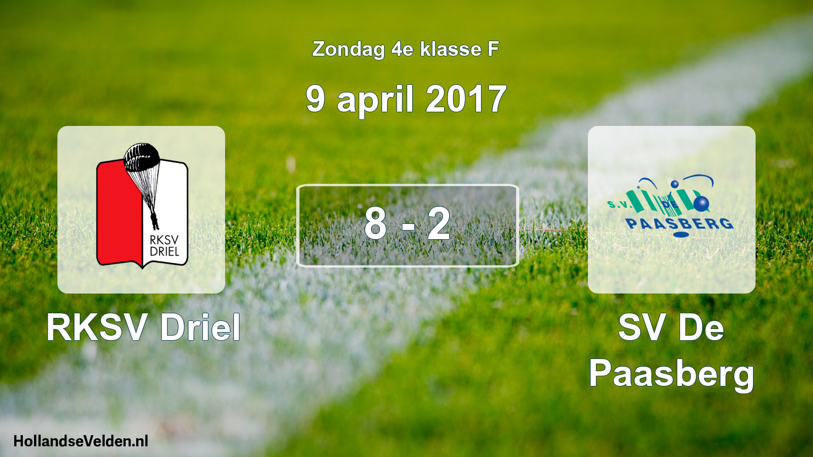 Total number of matches played: RKSV Driel - SV De Paasberg 8 - 2 (9 April 2017)