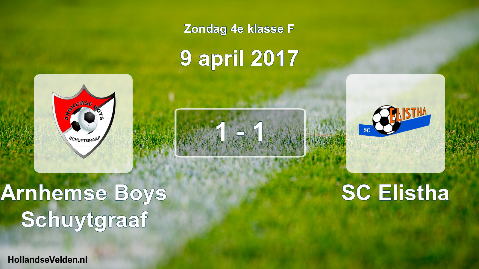 Total number of matches played: Arnhemse Boys Schuytgraaf - SC Elistha 1 - 1 (9 April 2017)