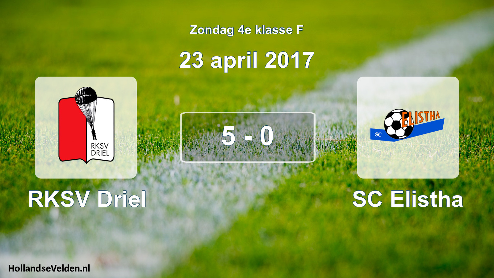 Total number of matches played: RKSV Driel - SC Elistha 5 - 0 (23 April 2017)